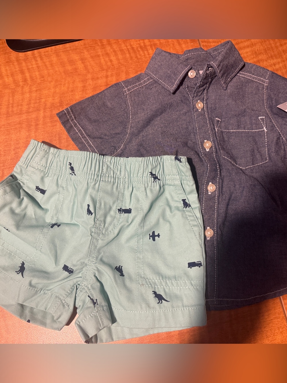 Carter's Mint Green Shorts with button down top